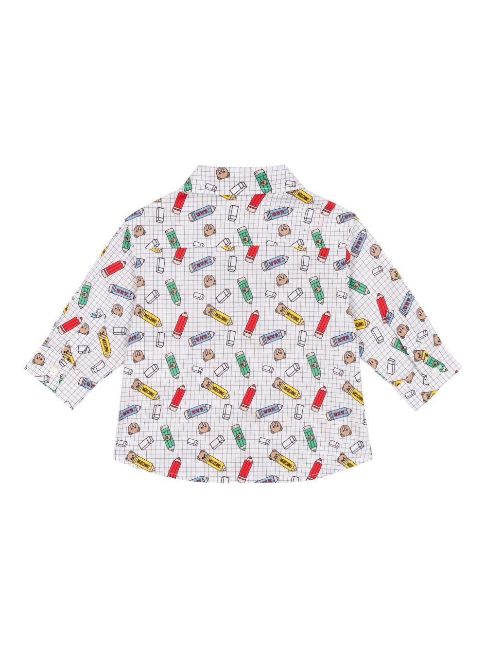 Camicia per neonato Moschino Kids bianco con stampa grafica MUC01HLMB31 84853 MOSCHINO KIDS 