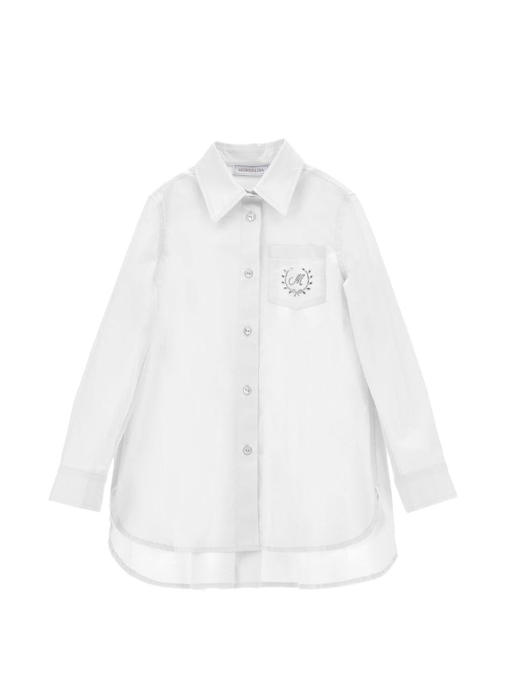 Camicia per bambina Monnalisa Kids bianca con dettagli con cristalli 18HISS 8153 0099 MONNALISA KIDS 