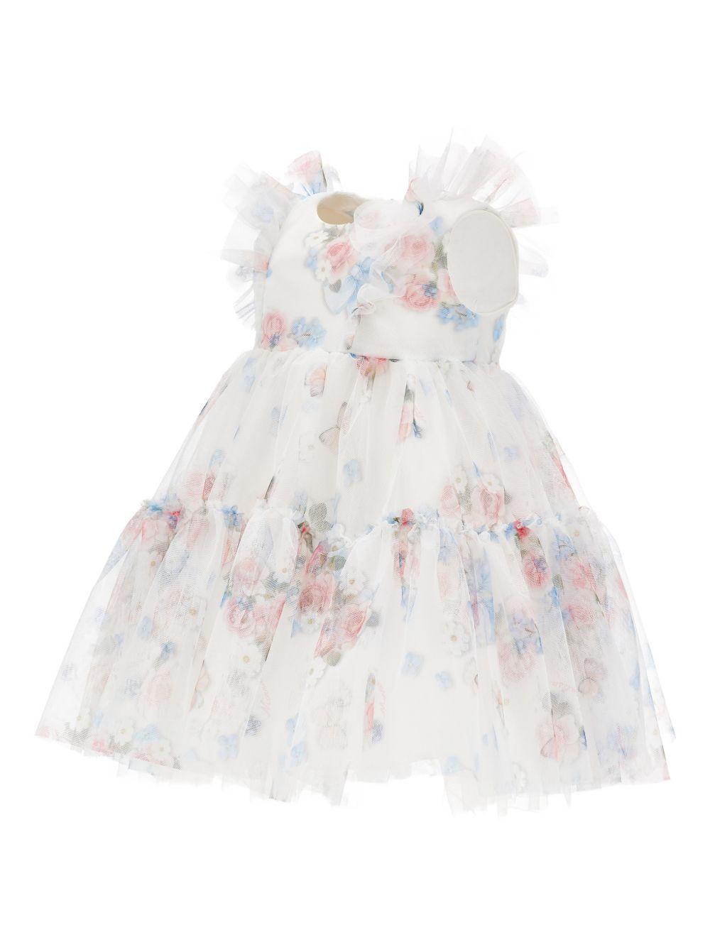 Abito per neonata Monnalisa bianco con stampa a fiori 31G902 7655 0099 MONNALISA KIDS 