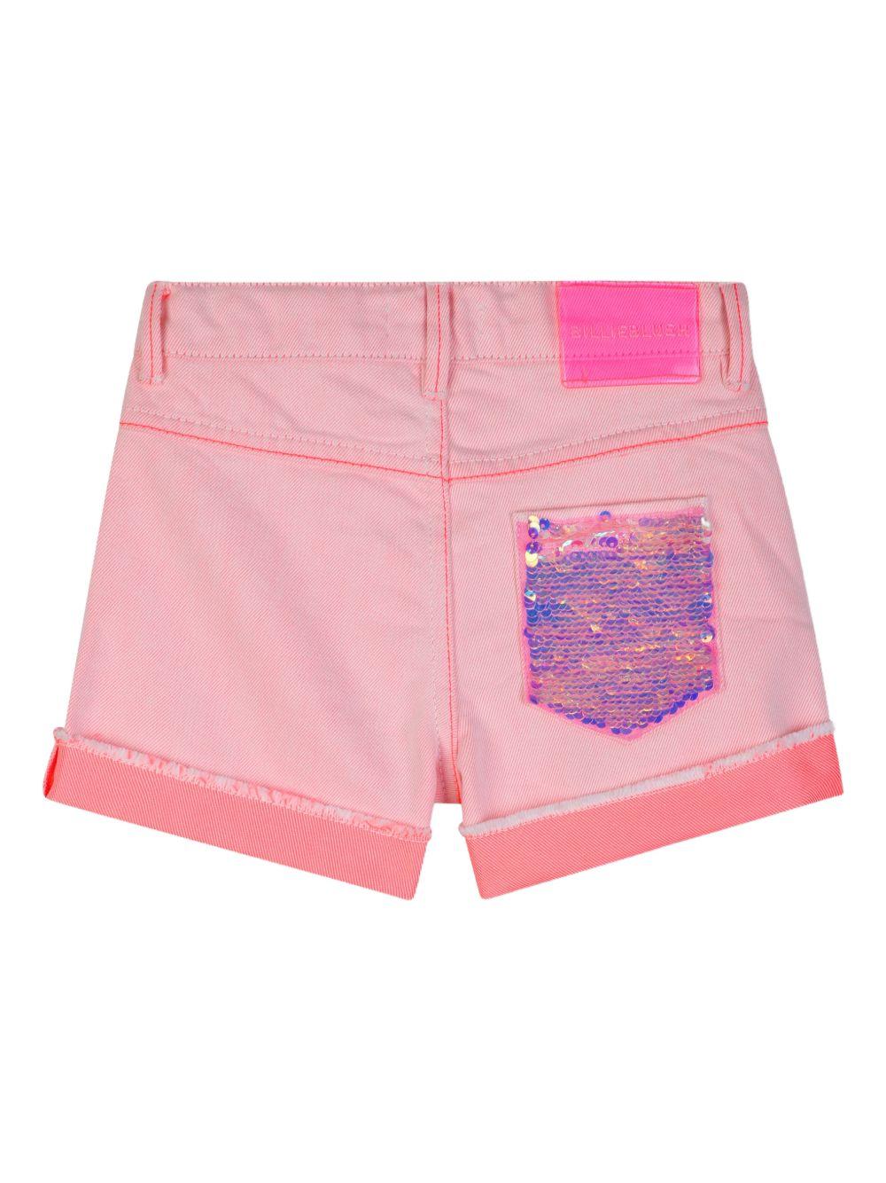 Shorts per bambina Billieblush rosa con tasche in paillettes U21879 S51 BILLIEBLUSH KIDS 