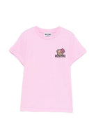T-shirt per bambina Moschino Kids rosa con ricamo Teddy Bear HAM03PLAA02 51473 MOSCHINO KIDS 