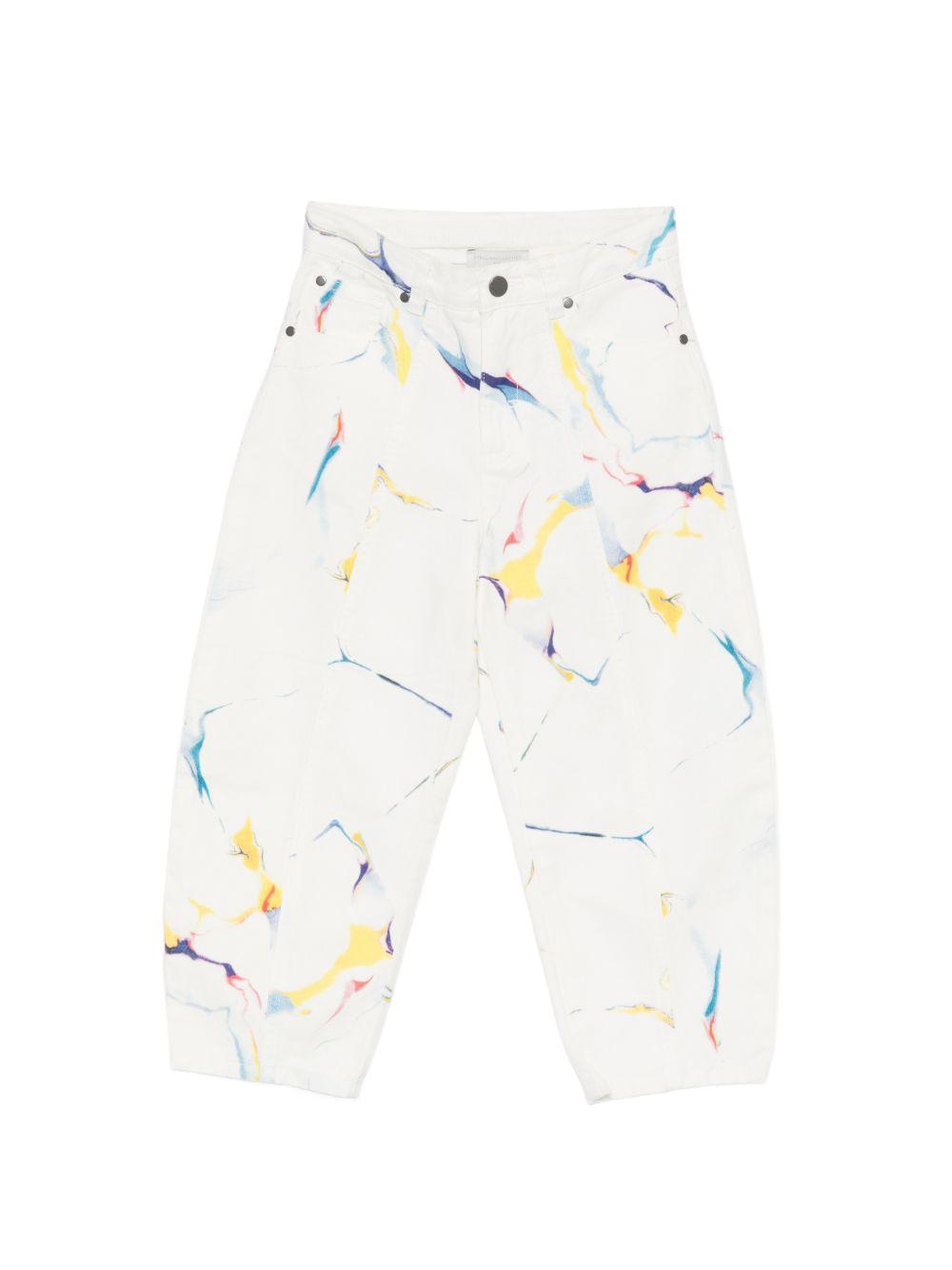 Pantaloni per bambina Stella McCartney Kids bianchi con stampa grafica TY6D50 Z3474 101MC STELLA McCARTNEY KIDS 