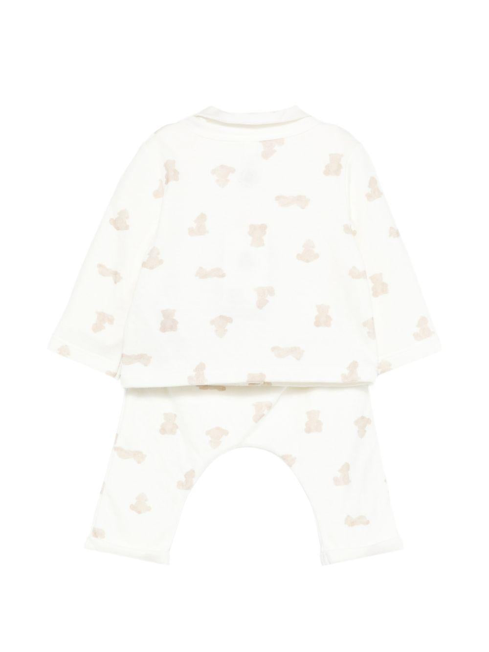 Set t-shirt e pantaloni per neonati Petit Bateau bianco con stampa orsetto all-over A0FQY 01 PETIT BATEAU KIDS 