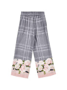 Pantaloni per bambina Monnalisa Kids grigi con motivo a fiori 71H402 8674 3294 MONNALISA KIDS 