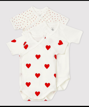 Set di tre body per neonati Petit Bateau bianco con maniche corte A04O7 00 PETIT BATEAU KIDS 