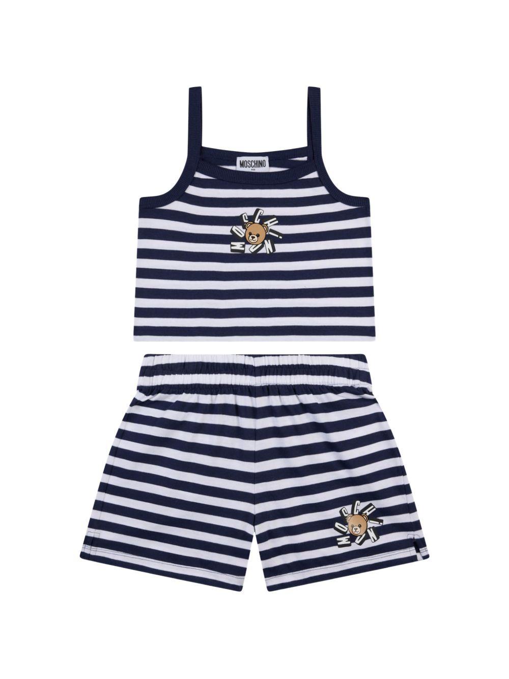 Set 2 pezzi canotta e shorts per bambina Moschino Kids multicolor con design a righe HDG01MLAE10 83686 MOSCHINO KIDS 