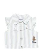 Camicia per neonata Moschino Kids bianca con design a righe MDN001LSE02 83689 MOSCHINO KIDS 