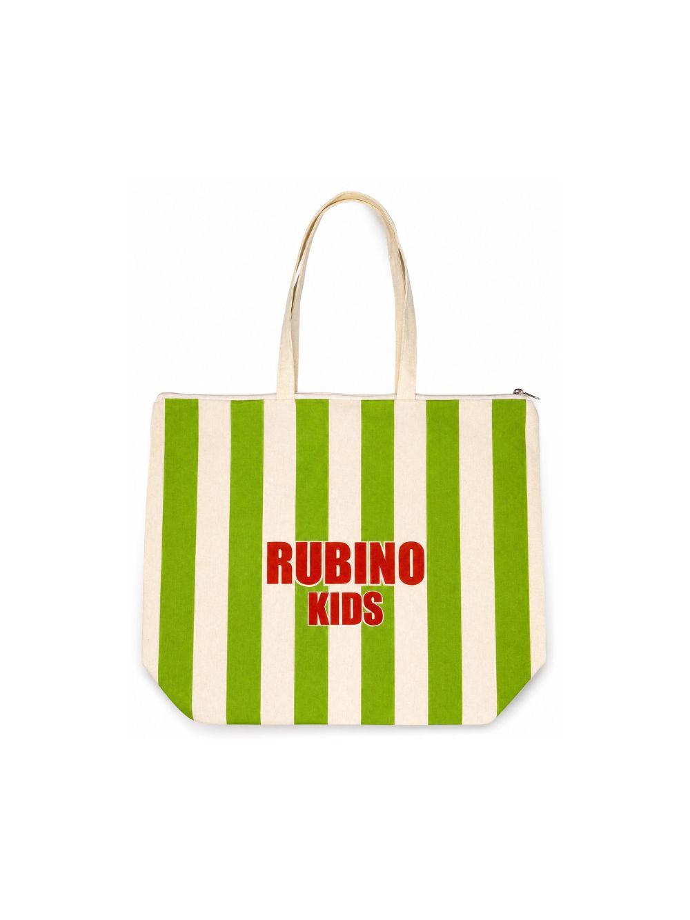 Shopper personalizzata Rubino Kids verde con design a righe CITY VERDE RUBINO 