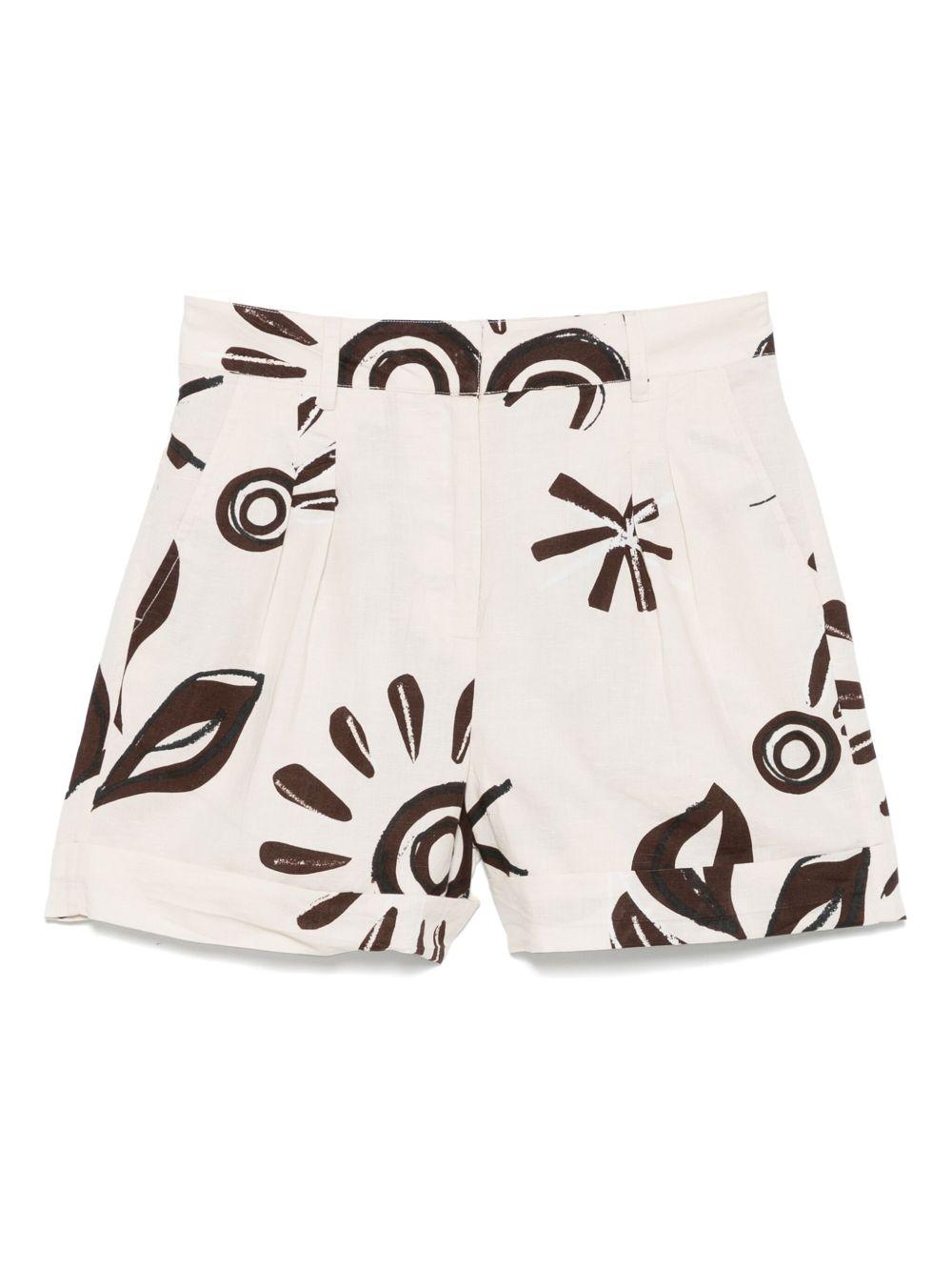 Shorts per donna Scotch & Soda beige con stampa grafica e dettagli plissettati UFJ00688N 208 SCOTCH DONNA 