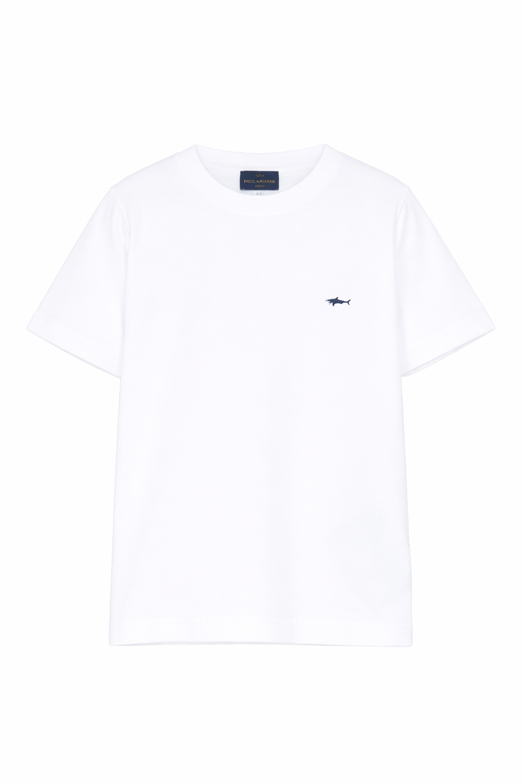 T-shirt per bambino Paul & Shark Kids bianca con ricamo squalo sul davanti WUM004LAA54 10101 PAUL & SHARK KIDS 