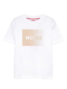 T-shirt per bambino Hugo Kids bianca con logo sul davanti G01019 10P Hugo KIDS 