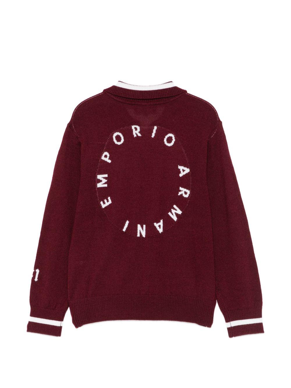 Maglione per bambino Emporio Armani Kids bordeaux con colletto polo EB001583 AF27314 UA343 EMPORIO ARMANI KIDS 