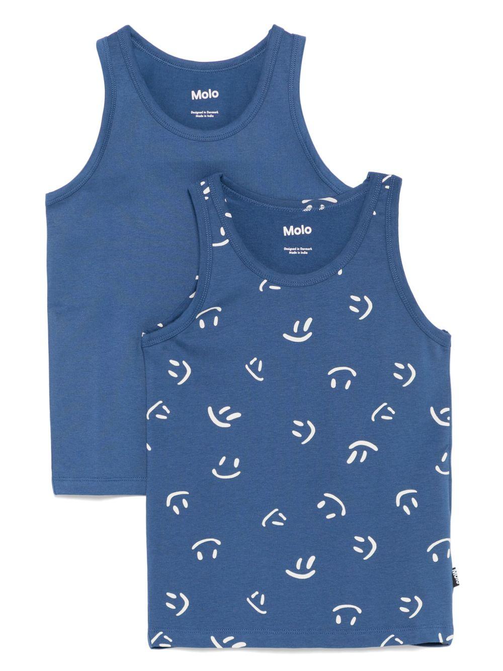Set di 2 canotte per bambino Molo Jayden blu con stampa smiley 1S25Q101 9350 MOLO KIDS 