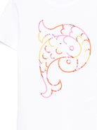 T-shirt per bambina Emilio Pucci Junior bianca con stampa grafica PY8B21 Z3672 100AR EMILIO PUCCI KIDS 