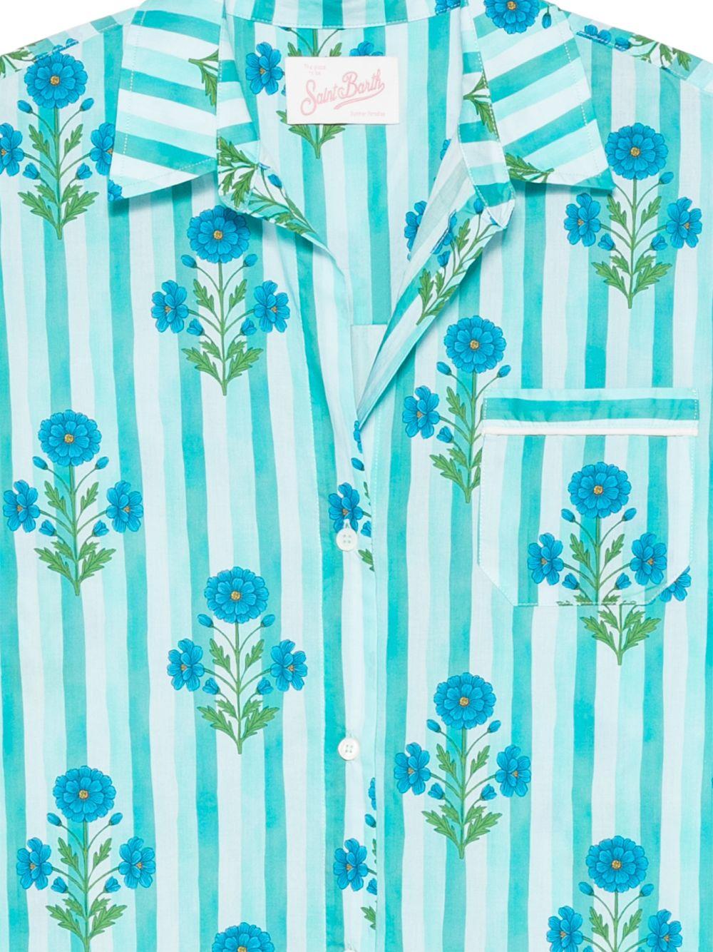 Camicia per donna MC2 Saint Barth azzurra con stampa grafica floreale CYS0002 08005L MC2 ST. BARTH 