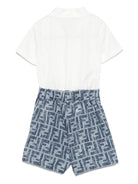 Set con shorts per neonato Fendi Kids bianco FF jacquard BML155 AUK2 F1I11 FENDI KIDS 
