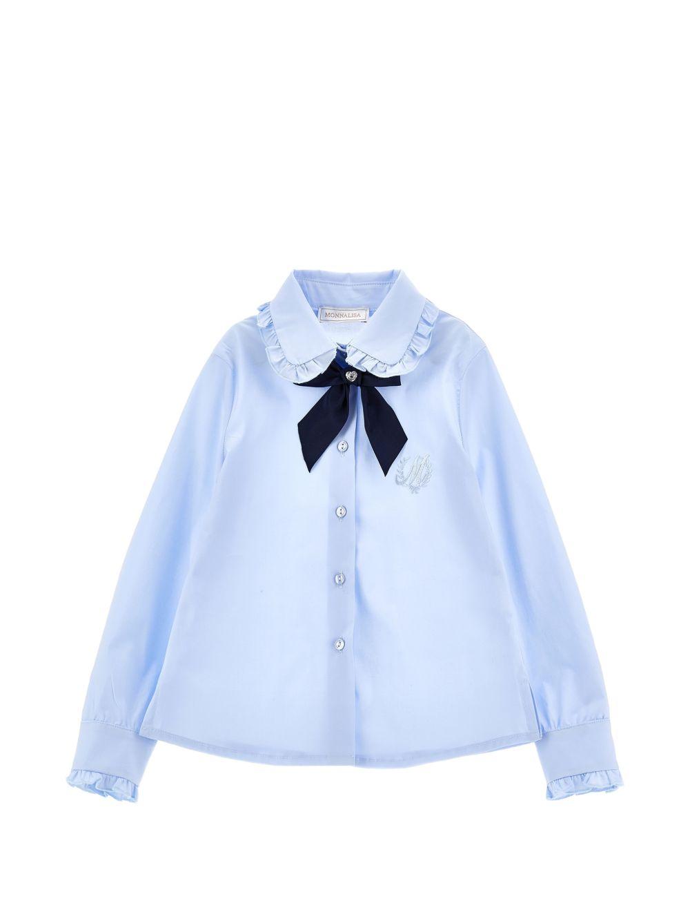 Camicia per bambina Monnalisa Kids azzurra con colletto con ruches 18HANA 8153 5856 MONNALISA KIDS 