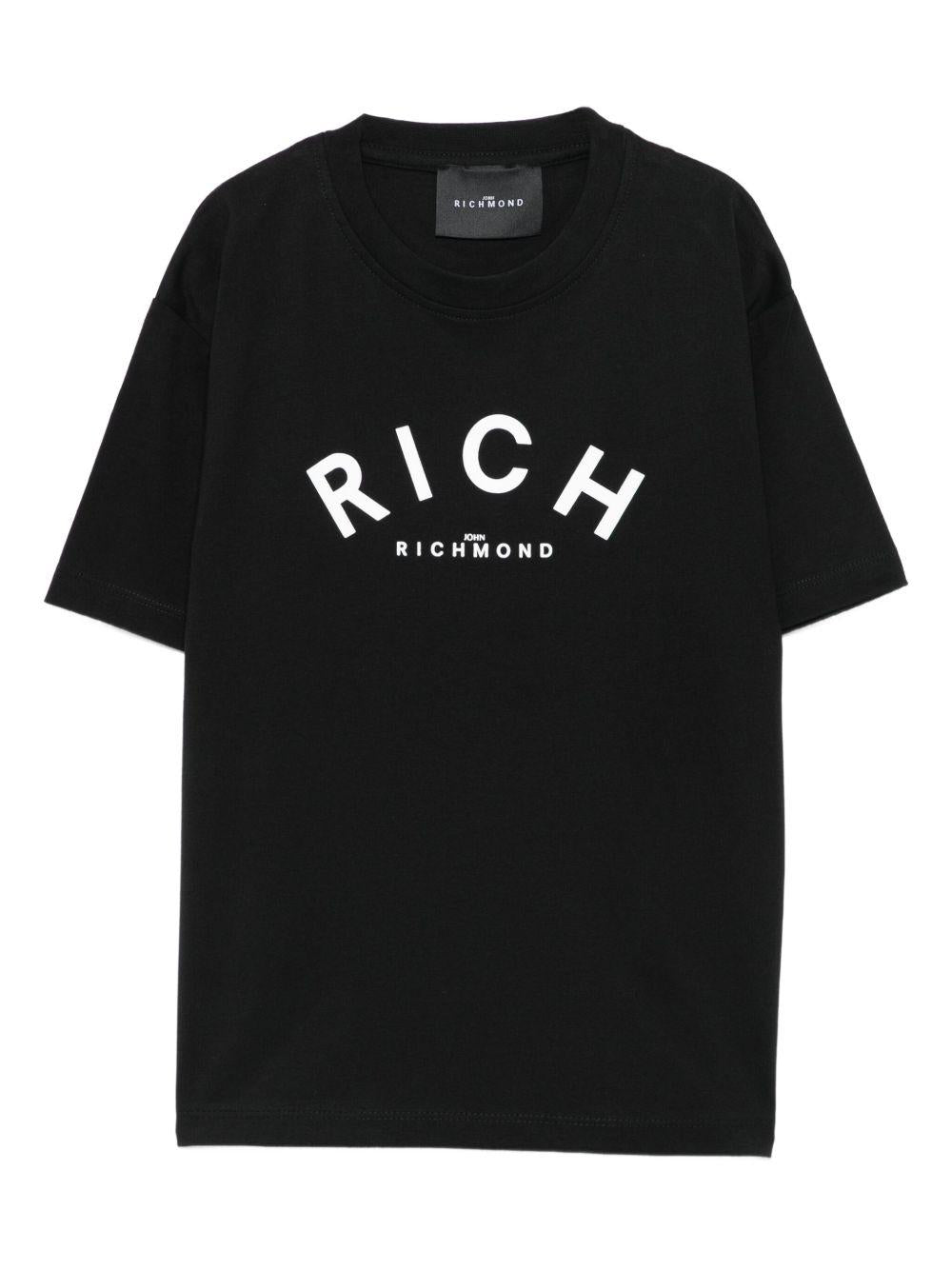 T-shirt per bambino John Richmond Junior nero con logo a contrasto RBA25188TS BLACK JOHN RICHMOND JUNIOR 
