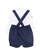 Set camicia e salopette per neonato Colorichiari bianco e blu con fiocco (3 pezzi) MN308409 4917 60 COLORICHIARI KIDS 
