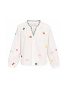 Blusa per bambina MC2 Saint Barth Kids bianca con ricami a tema marino LIO0002 00429L MC2 ST. BARTH KIDS 