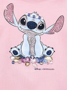 T-shirt per bambina Disney x Monnalisa rosa con stampa grafica Stitch 19F610 6013 0090 MONNALISA 