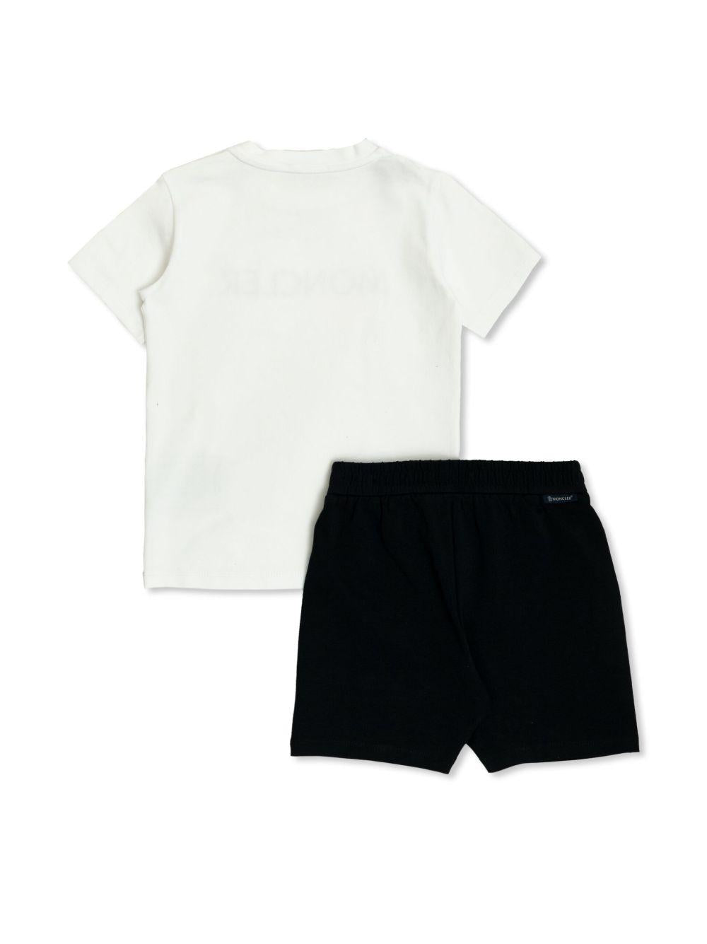 Set t-shirt e shorts per neonato Moncler Enfant multicolore con stampa logo sul davanti L19518M0000989AUM 002 MONCLER KIDS 