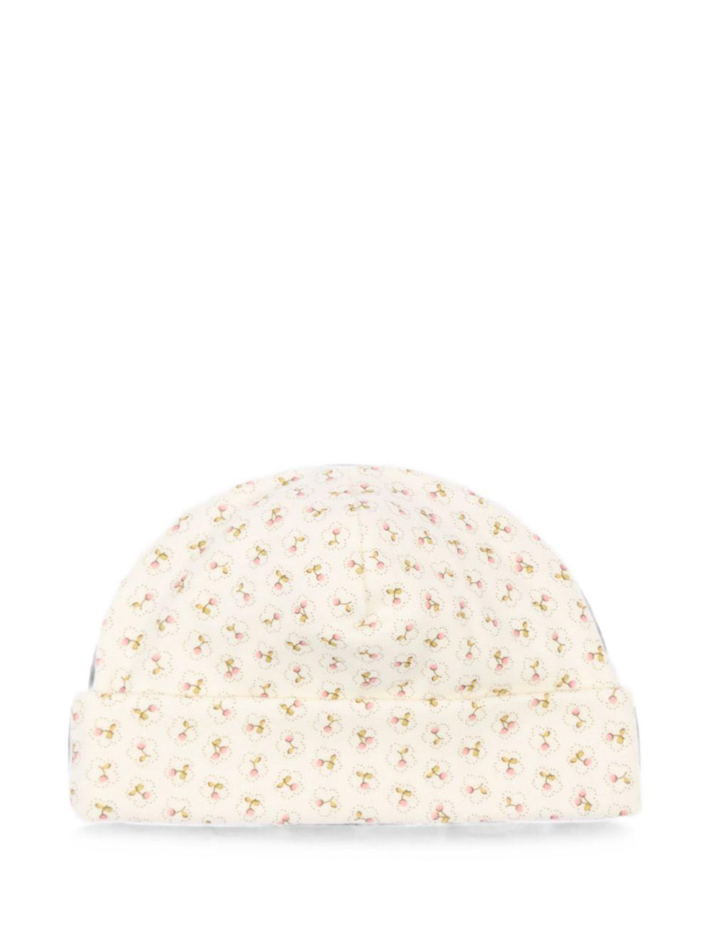 Berretto per neonata Bonpoint Kids rosa con stampa ciliegie W06NACK00002 624 BONPOINT KIDS 