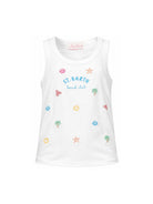 Canotta per bambina MC2 Saint Barth Kids bianca con logo ricamato sul davanti BLUE002 00468L MC2 ST. BARTH KIDS 