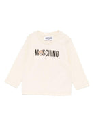 T-shirt per neonati Moschino Kids beige con stampa logo M8O00RLAA36 20404 MOSCHINO KIDS 