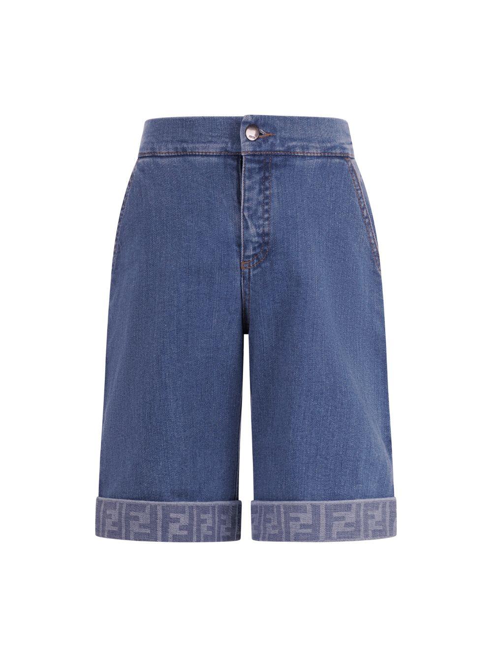 Pantaloni per bambina Fendi Kids denim con dettaglio monogramma FF JMF567 AVVU F0QG0 FENDI KIDS 