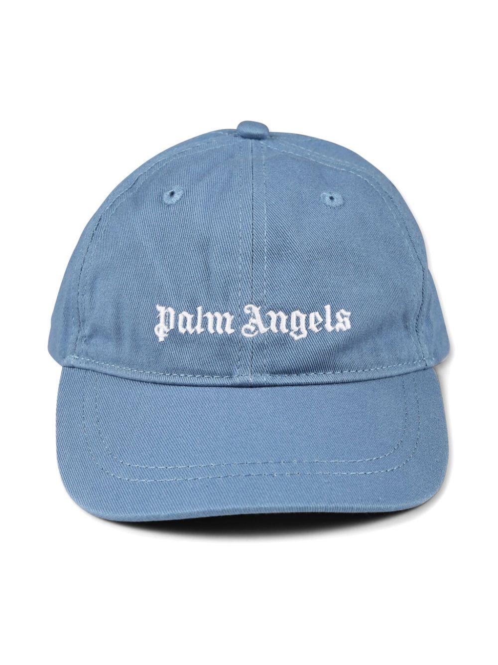 Cappello da baseball con ricamo per bambino Palm Angels Kids azzurro con tesa curva PBLB002C99FAB001 4203 PALM ANGELS KIDS 