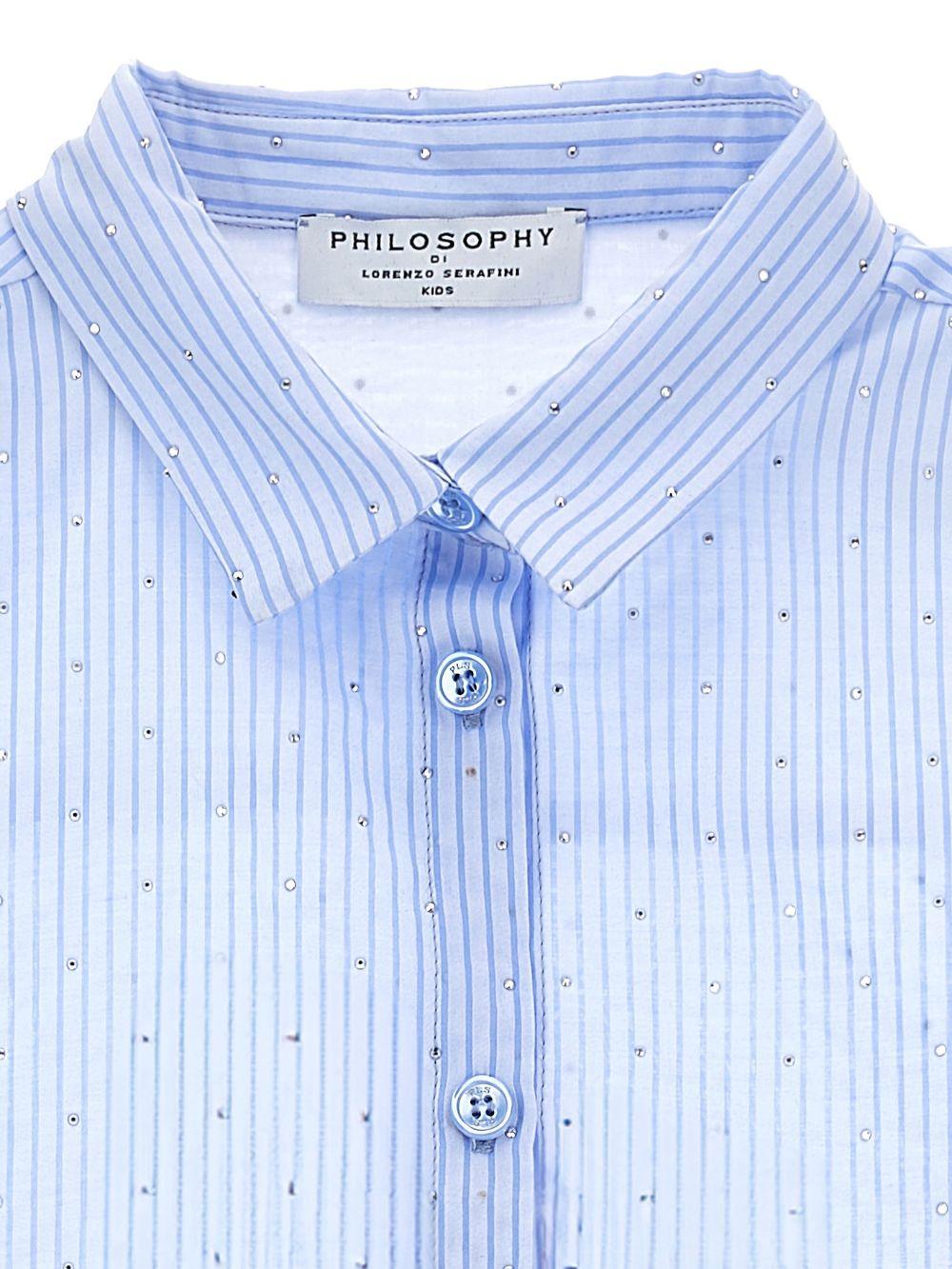 Camicia per bambina Philosophy di Lorenzo Serafini Kids azzurra con design a righe I1G313 7316 0058 PHILOSOPHY KIDS 