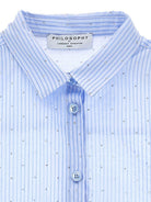 Camicia per bambina Philosophy di Lorenzo Serafini Kids azzurra con design a righe I1G313 7316 0058 PHILOSOPHY KIDS 