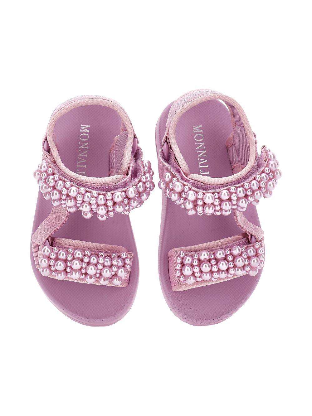 Sandali per bambina Monnalisa rosa con applicazioni a perline 8CG012 7700 0065 MONNALISA KIDS 