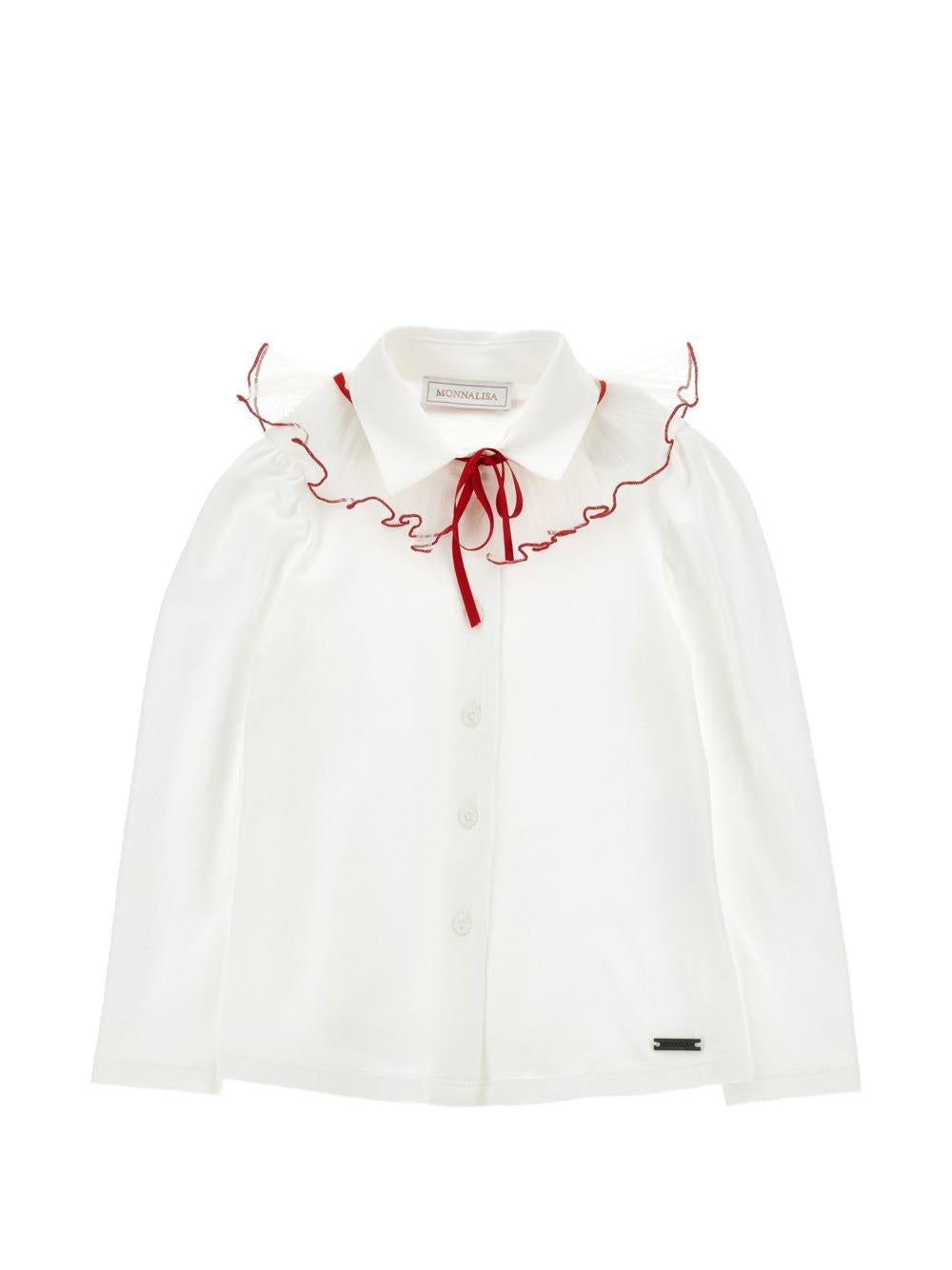 Camicia per bambina Monnalisa Kids bianca con colletto con ruches 17H300 8201 0143 MONNALISA KIDS 