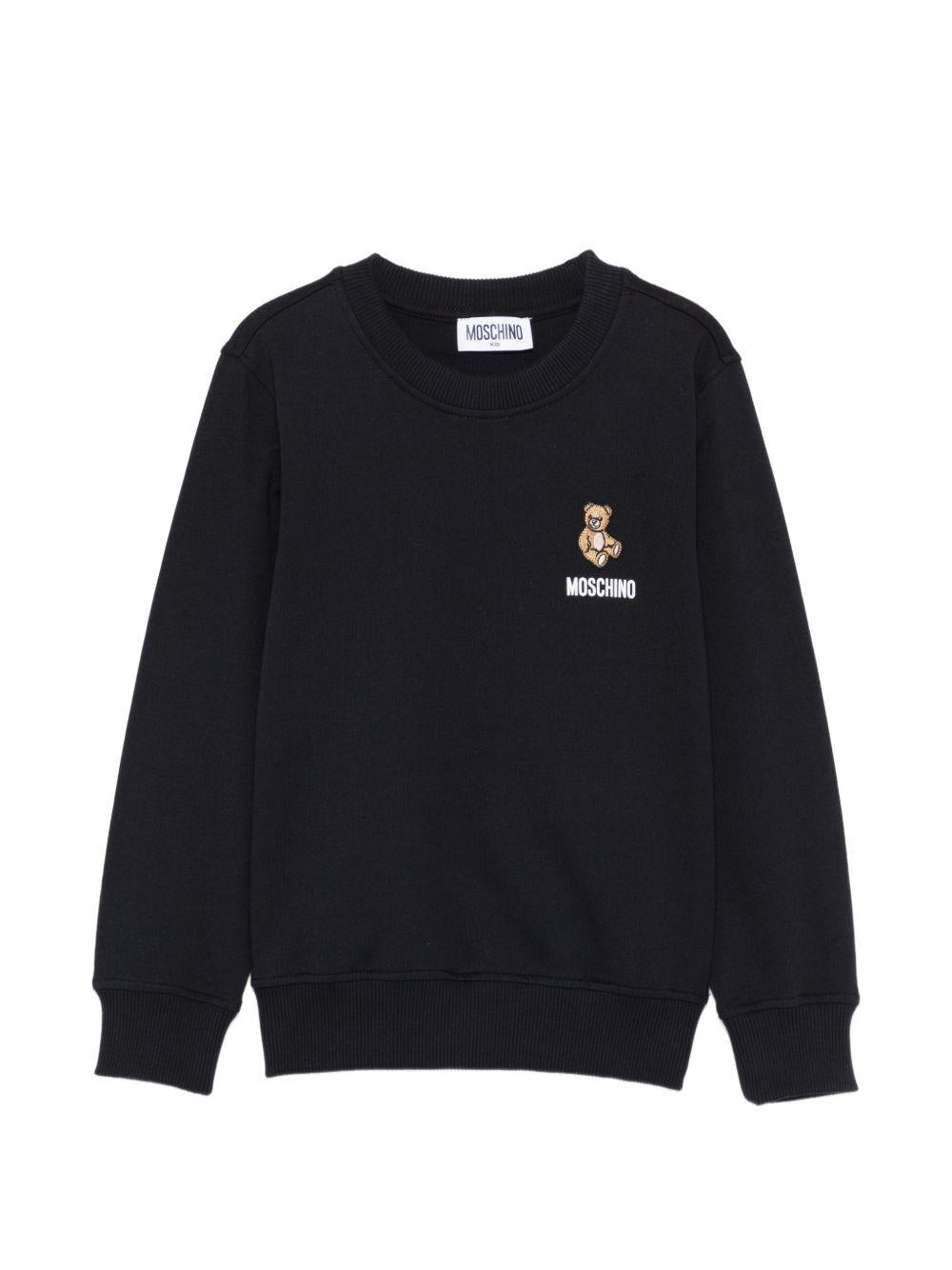 Felpa per bambini Moschino Kids nera con logo sul davanti HUF09XLCA19 60100 MOSCHINO KIDS 