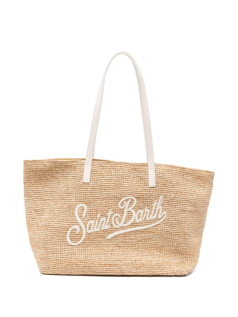 Borsa Rafia City MC2 Saint Barth beige con ricamo logo RAFC001 00200L MC2 ST. BARTH KIDS 