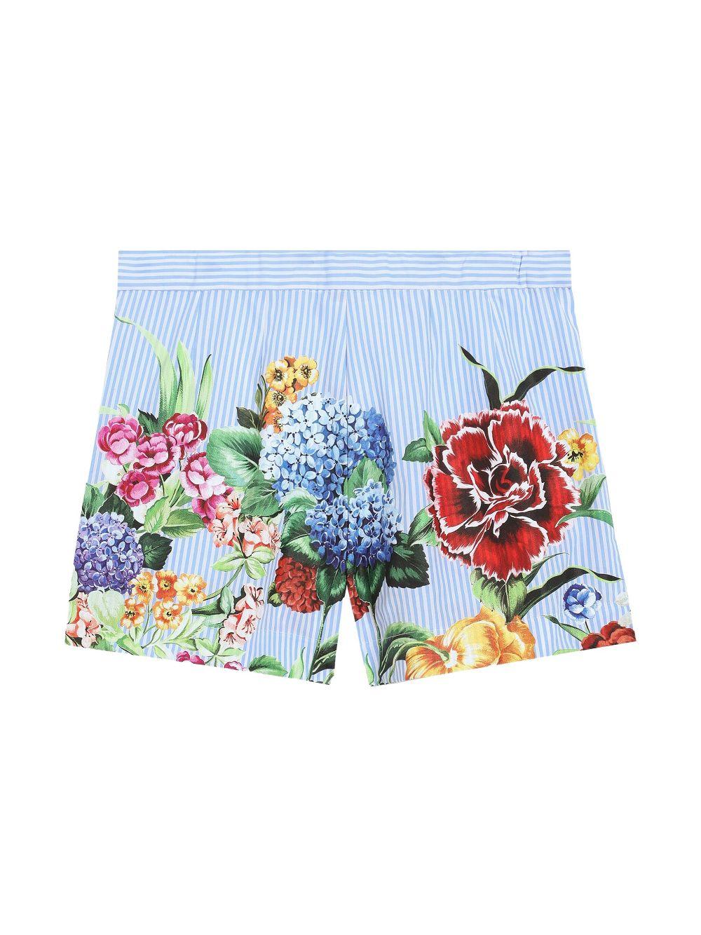 Shorts per bambina Dolce & Gabbana Kids azzurro con stampa a fiori L53Q39 FI5K7 HH5KU DOLCE & GABBANA KIDS 
