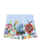 Shorts per bambina Dolce & Gabbana Kids azzurro con stampa a fiori L53Q39 FI5K7 HH5KU DOLCE & GABBANA KIDS 