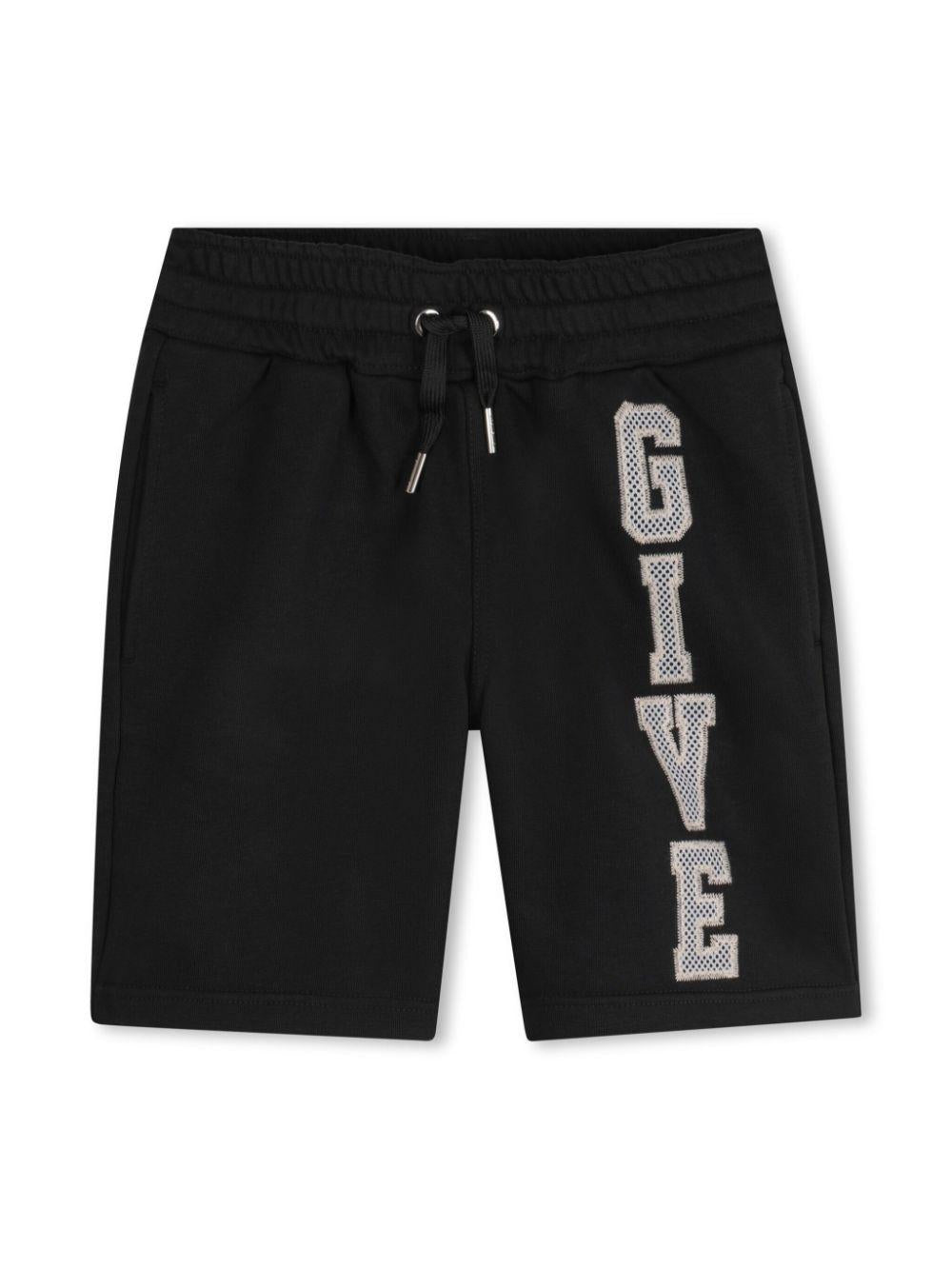 Shorts per bambino Givenchy Kids nero con ricamo logo sulla gamba H30714 09B GIVENCHY KIDS 