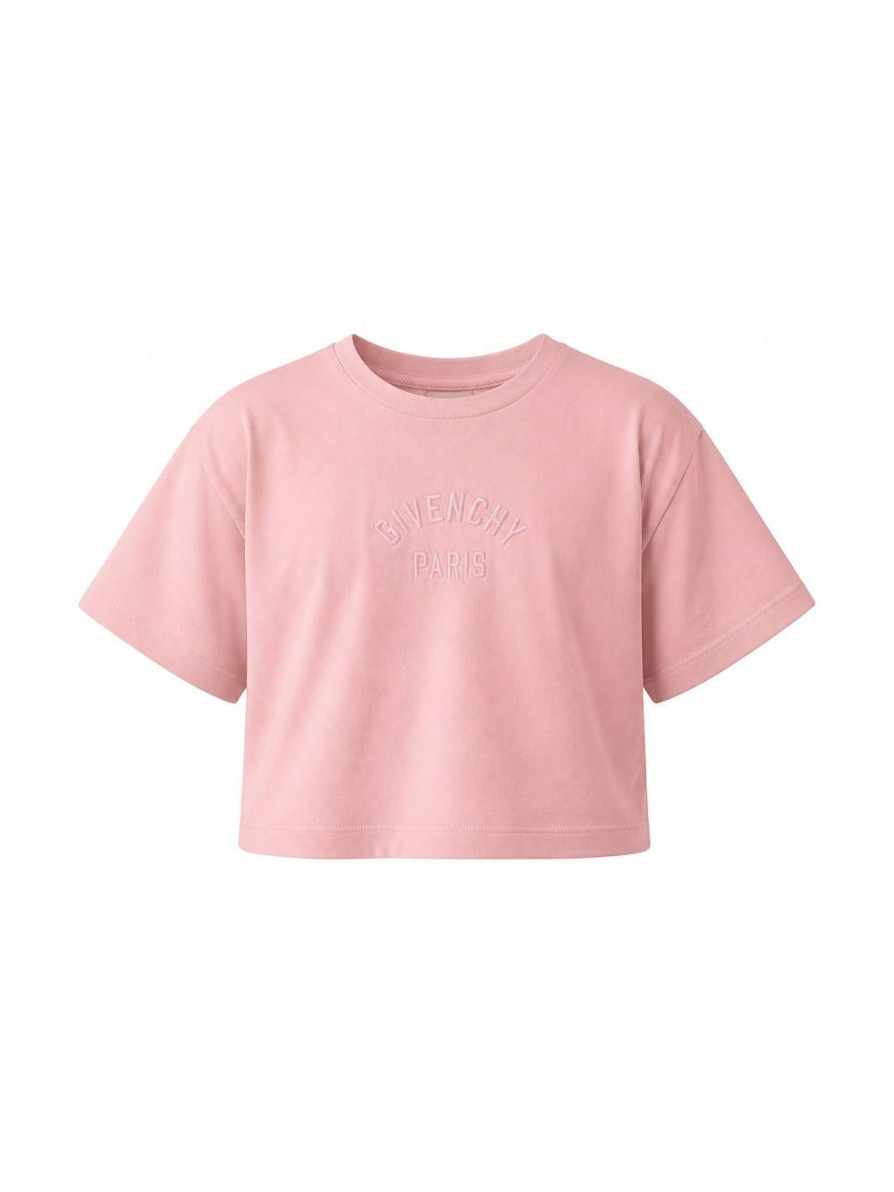 T-shirt per bambina Givenchy Kids rosa con taglio crop H31559 46G GIVENCHY KIDS 