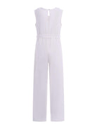 Abito modello tuta per bambina Monnalisa bianca con ruches e cintura 71G200 7124 0001 MONNALISA KIDS 