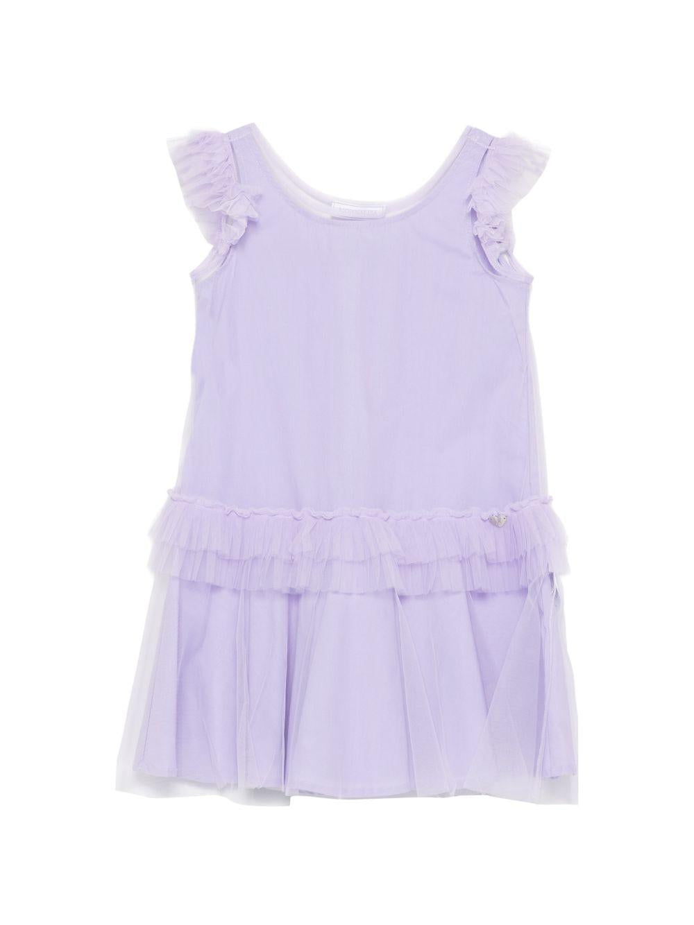 Abito per bambina Monnalisa viola con dettagli con ruches 17G907 T9945 0065 MONNALISA KIDS 