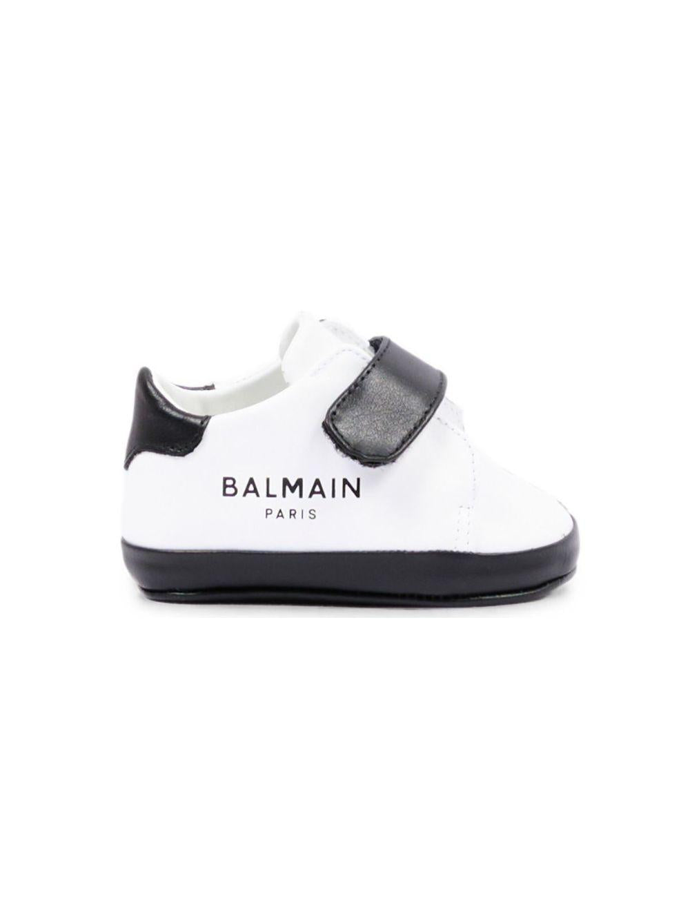 Sneakers per neonati Balmain Kids bianche e nere con logo sul davanti BZ0336 Y0051 100NE BALMAIN KIDS 