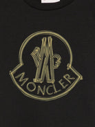T-shirt per bambino Moncler Enfant nera con logo centrale K29548C0002689AFV 999 MONCLER ENFANT 