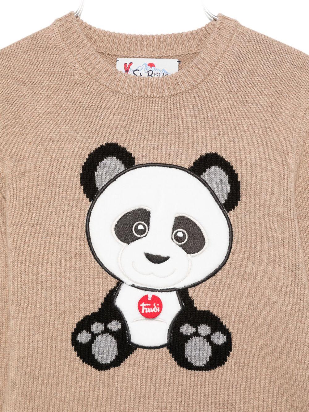 Maglione per bambini MC2 Saint Barth Kids x Trudi beige con ricamo Panda sul davanti DOU0001 00078I MC2 ST. BARTH KIDS 
