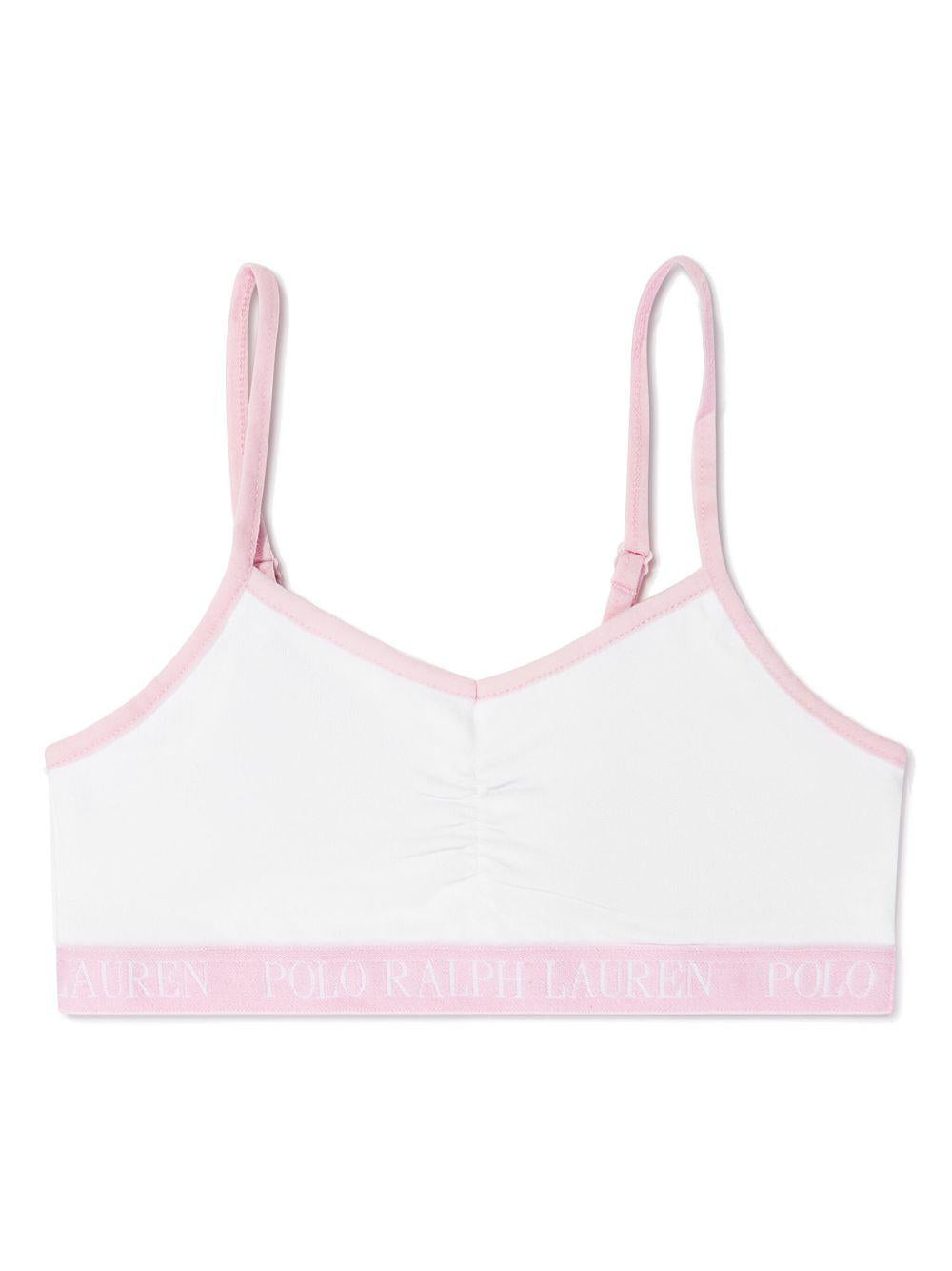 Reggiseno per bambina Polo Ralph Lauren Kids bianco e rosa con banda logo 4P5017 ADQ Ralph Lauren kids 