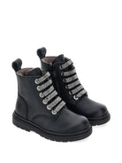 Stivaletti per bambina Monnalisa Kids neri con cinturini con cristalli 8CH001 8782 0050 MONNALISA KIDS 