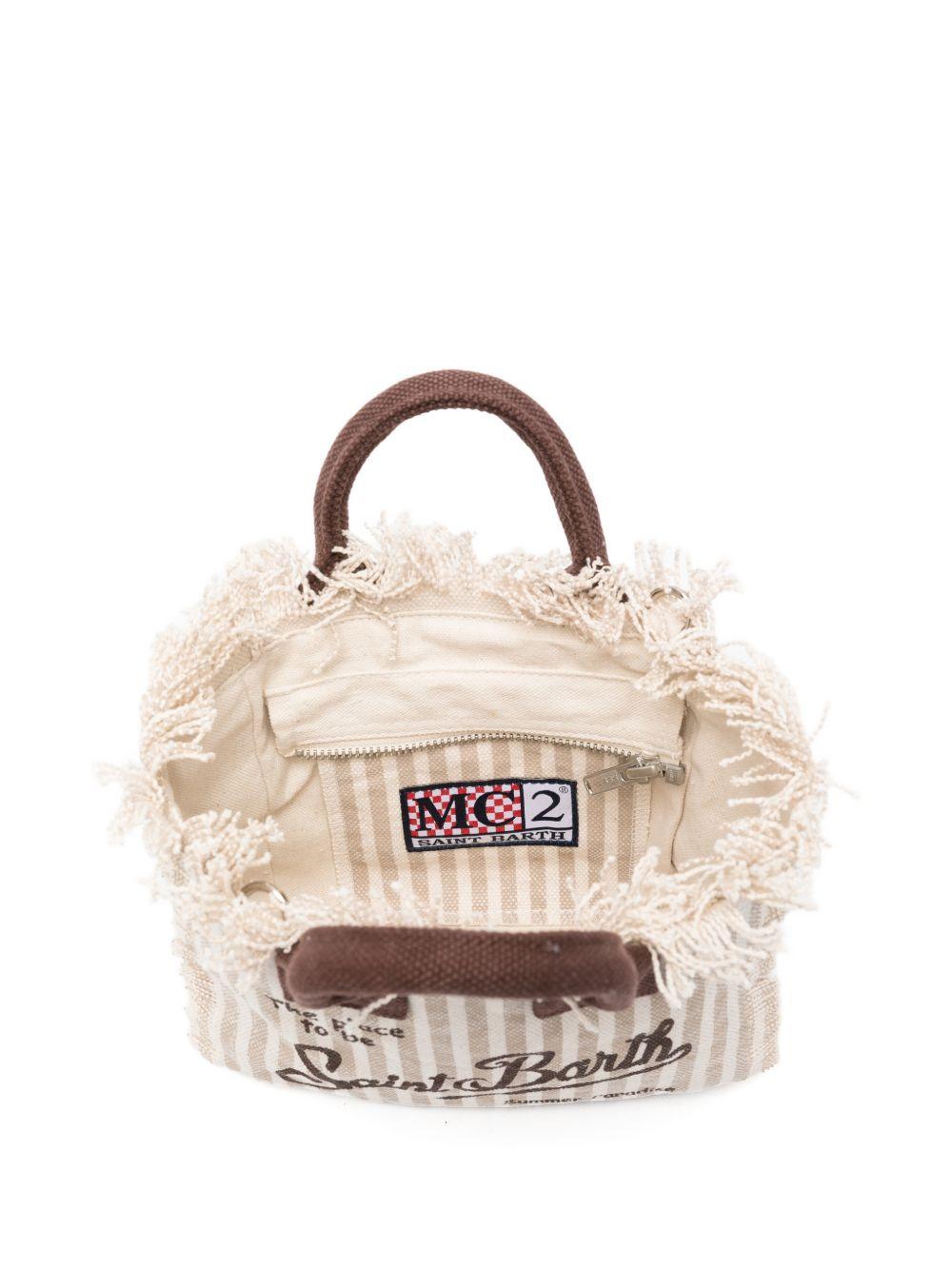 Borsa Vanity Mini MC2 Saint Barth beige con motivo a righe VAMI001 03450L MC2 ST. BARTH KIDS 