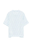 Camicia per bambino Fendi Kids azzurra con logo ricamato JMC209 AY8C F0EX7 FENDI KIDS 